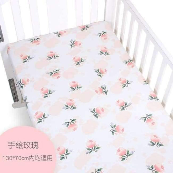 Planet Gates Rose Cotton Baby Crib Fitted Sheet Infant Cot Bed Sheets Soft Breathable Newborn Bedding Soft Mattress Cover Protector