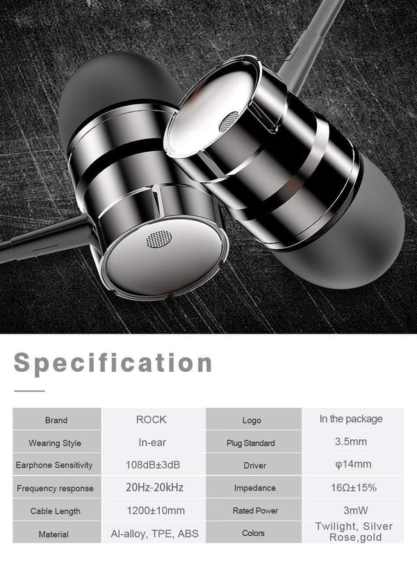 Planet Gates Rose Earphone / China Rock In-Ear Metal Earphones Stereo Headset 3.5mm inear Wired Earphone With Microphone