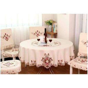Planet Gates Rose Elegant Round Table Cloth Fashion Embroidery Fabric Art Tablecloth Modern Rural Style Round Tablecloth free shipping