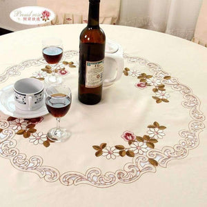 Planet Gates Rose Elegant Round Table Cloth Fashion Embroidery Fabric Art Tablecloth Modern Rural Style Round Tablecloth free shipping