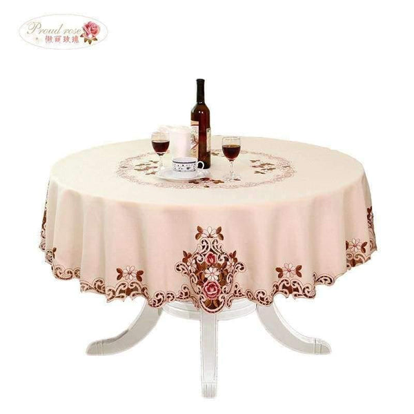 Planet Gates Rose Elegant Round Table Cloth Fashion Embroidery Fabric Art Tablecloth Modern Rural Style Round Tablecloth free shipping