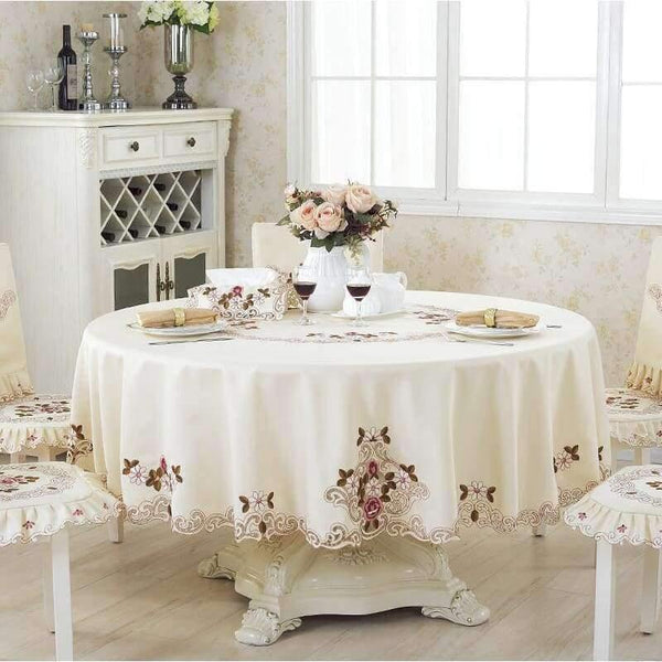 Planet Gates Rose Elegant Round Table Cloth Fashion Embroidery Fabric Art Tablecloth Modern Rural Style Round Tablecloth free shipping