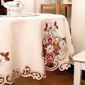 Planet Gates Rose Elegant Round Table Cloth Fashion Embroidery Fabric Art Tablecloth Modern Rural Style Round Tablecloth free shipping