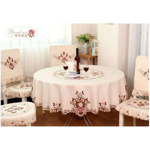 Planet Gates Rose Elegant Round Table Cloth Fashion Embroidery Fabric Art Tablecloth Modern Rural Style Round Tablecloth free shipping