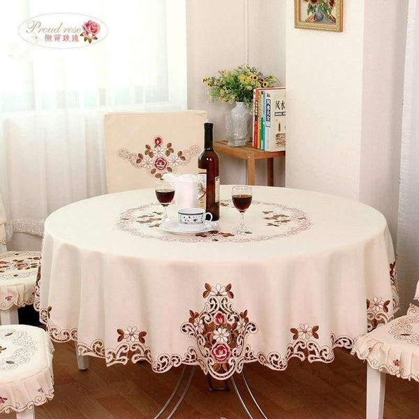 Planet Gates Rose Elegant Round Table Cloth Fashion Embroidery Fabric Art Tablecloth Modern Rural Style Round Tablecloth free shipping