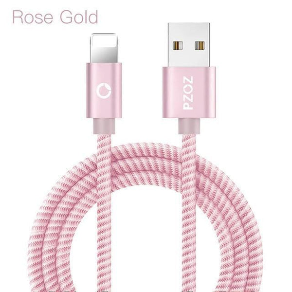 Planet Gates Rose Gold / 1m PZOZ For iPhone Charger usb cable 2.4A Fast Charging Mobile Phone Charge For ipad iphone cable X Xr Xs max Plus 8 7 6s 5 SE Cord