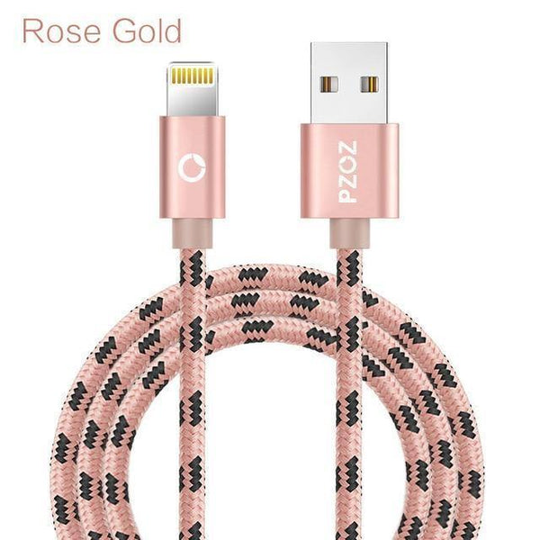 Planet Gates Rose gold / 1m PZOZ Lightning Cable USB cable Fast Charger MFI Cables For i6 iphone X 8 7 6 6s Plus iphone 5s 5se ipad air Mobile phone Cabel