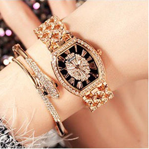 Planet Gates Rose gold 2pcs Ladies Diamond Bracelet Watches Set 2 pcs Women Luxury Fashion Flamboyant Dial Little Diamonds Watch Female C