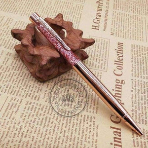 Planet Gates Rose Gold 5pcs Metal Copper Ballpoint Pen Luxury Brass Gold Foil Drill Ball Pen Sliver Penalty Office School Pencil Writing Supplies 1.0mm