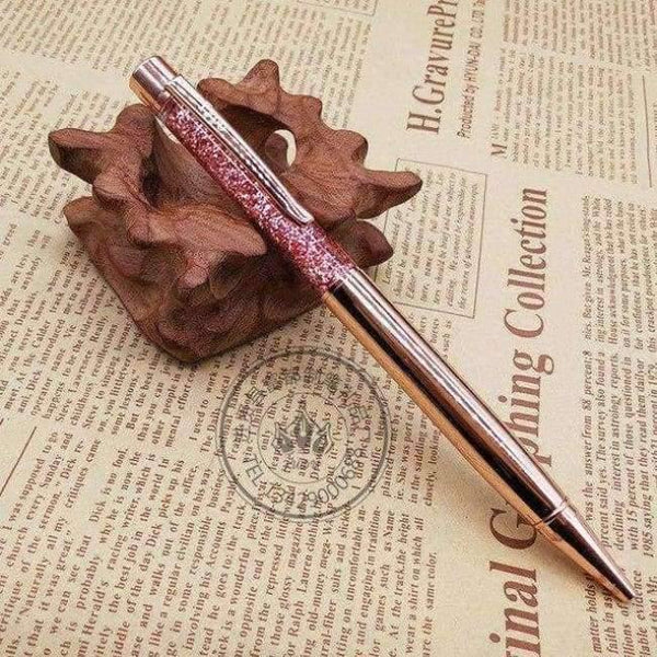 Planet Gates Rose Gold 5pcs Metal Copper Ballpoint Pen Luxury Brass Gold Foil Drill Ball Pen Sliver Penalty Office School Pencil Writing Supplies 1.0mm