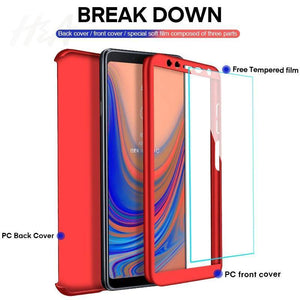 Planet Gates Rose Gold / A8 2018 H&A 360 Full Protective Phone Case For Samsung Galaxy A7 A8 J4 J6 J8 Anti-knock Full Cover J4 J6 A8 Plus Cases With Glass Film