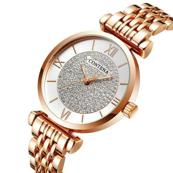 Planet Gates rose gold and silver Silver Women Watches Top Brand Luxury Crystal Women's Watches Full Steel Ladies Watch Women Clock reloj mujer