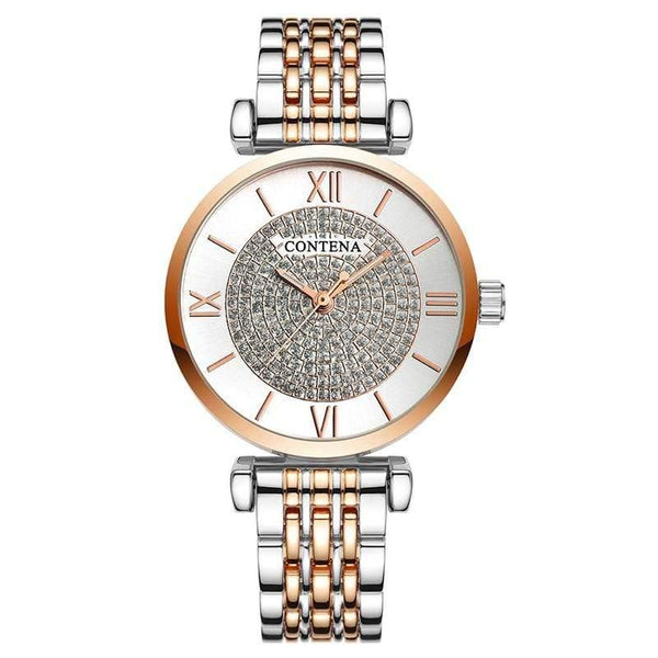 Planet Gates rose gold and silver Silver Women Watches Top Brand Luxury Crystal Women's Watches Full Steel Ladies Watch Women Clock reloj mujer