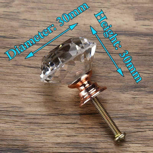 30mm Diamond Shape Design Crystal Glass Knobs Cupboard Pulls Drawer Knobs Kitchen Cabinet Handles Furniture Handle Hardware