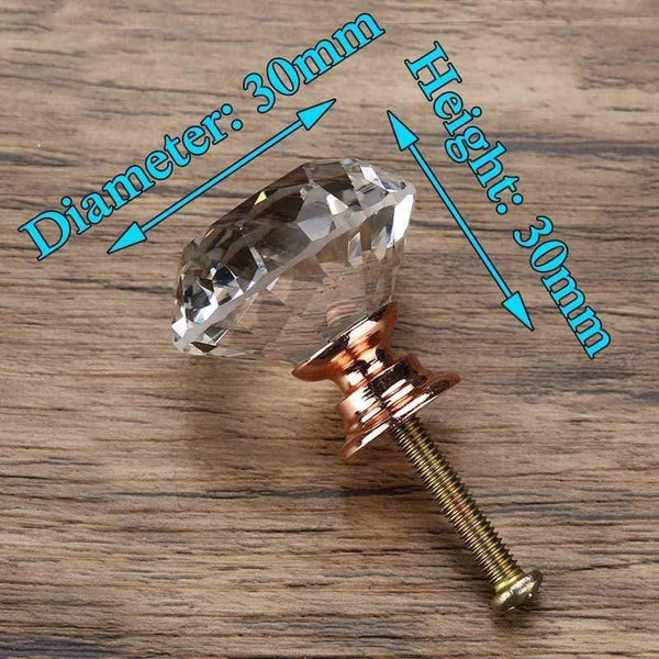 30mm Diamond Shape Design Crystal Glass Knobs Cupboard Pulls Drawer Knobs Kitchen Cabinet Handles Furniture Handle Hardware