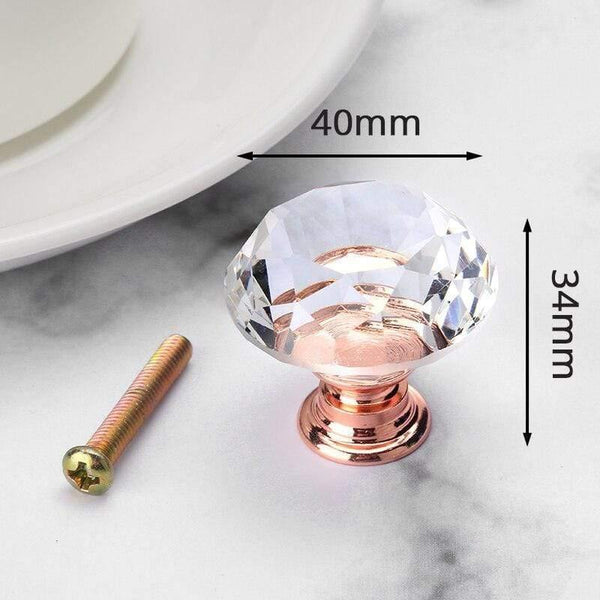 40mm Diamond Shape Crystal Glass Knobs Cupboard Pulls Drawer Knobs Kitchen Cabinet Handles Furniture Handle Hardware