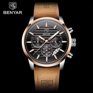 Planet Gates rose gold black Casual Fashion Men Quartz Watch Luxury Military Leather Strap Chronograph Men Watch Relogio Masculino