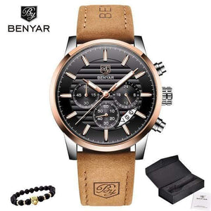 Planet Gates rose gold black Casual Fashion Men Quartz Watch Luxury Military Leather Strap Chronograph Men Watch Relogio Masculino