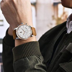 Planet Gates rose gold black Casual Fashion Men Quartz Watch Luxury Military Leather Strap Chronograph Men Watch Relogio Masculino