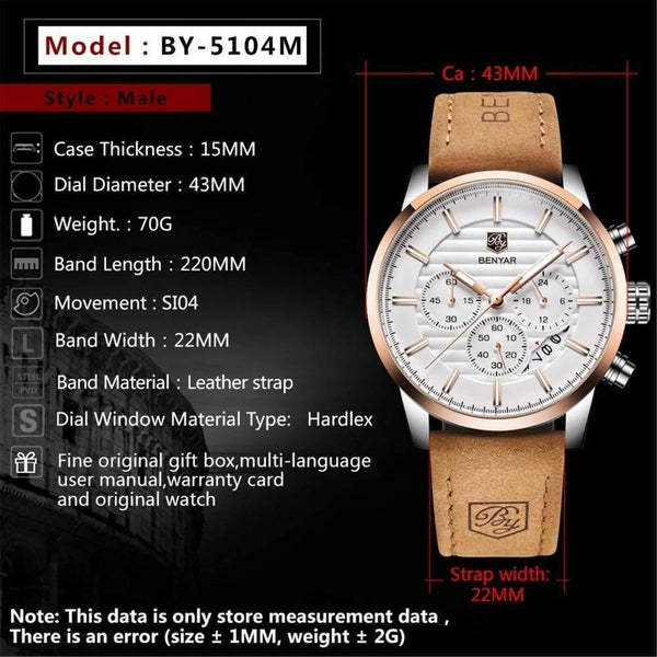Planet Gates rose gold black Casual Fashion Men Quartz Watch Luxury Military Leather Strap Chronograph Men Watch Relogio Masculino