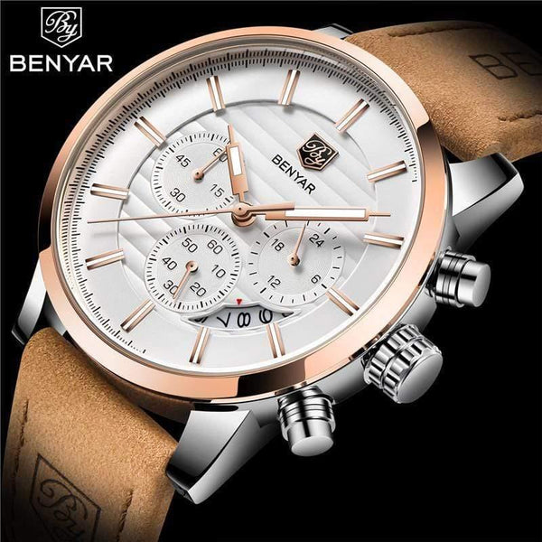 Planet Gates rose gold black Casual Fashion Men Quartz Watch Luxury Military Leather Strap Chronograph Men Watch Relogio Masculino