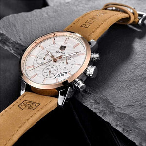 Planet Gates rose gold black Casual Fashion Men Quartz Watch Luxury Military Leather Strap Chronograph Men Watch Relogio Masculino