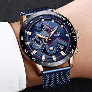 Planet Gates rose gold black Casual Mesh Belt Fashion Quartz Gold Watch Mens Watches Top Brand Luxury Waterproof Clock Relogio Masculino