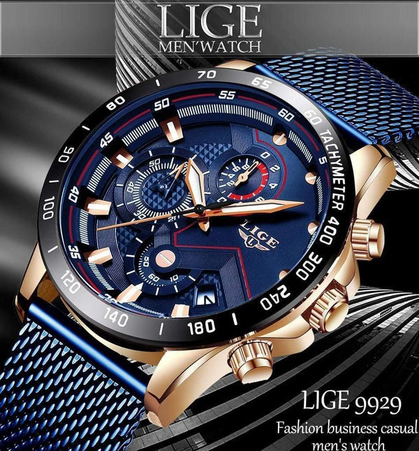 Planet Gates rose gold black Casual Mesh Belt Fashion Quartz Gold Watch Mens Watches Top Brand Luxury Waterproof Clock Relogio Masculino