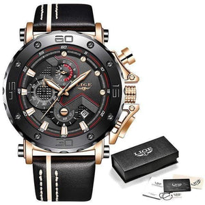 Planet Gates Rose gold black Mens Watches Top Brand Luxury Big Dial Military Quartz Watch Leather Waterproof Sport Chronograph Watch Men