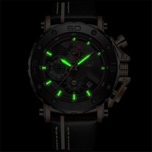 Planet Gates Rose gold black Mens Watches Top Brand Luxury Big Dial Military Quartz Watch Leather Waterproof Sport Chronograph Watch Men