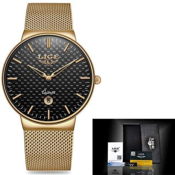 Planet Gates Rose gold black Mens Watches Top Luxury brand All steel Slim quartz black Watch Men Military sports waterproof watch Relogio masculino