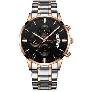 Planet Gates Rose gold black s Sports Watches For Men Military Army Analog/Chronograph Men Watch Stainless Steel Dress Male Clock Saat