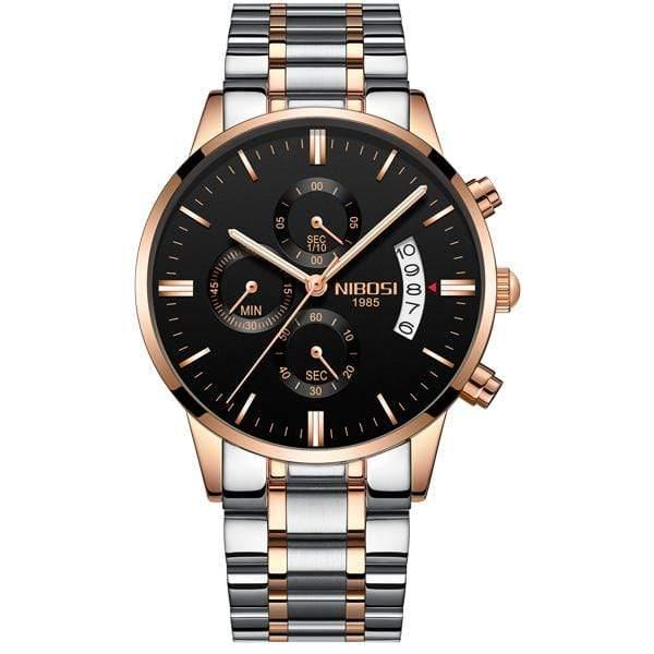 Planet Gates Rose gold black s Sports Watches For Men Military Army Analog/Chronograph Men Watch Stainless Steel Dress Male Clock Saat