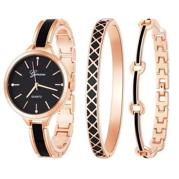 Planet Gates rose gold black Watch Women Rose Gold Bracelet Watch Sets Luxury Simple  Ladies Female Girl Hour Casual Quartz Wristwatches