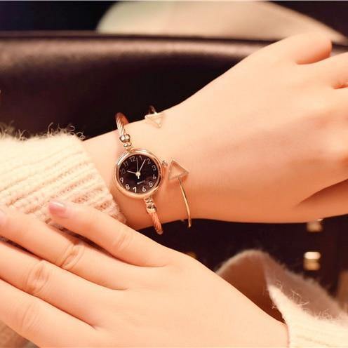 Planet Gates Rose gold black Women watches  popular brand simple numbers bracelet watch retro ladies quartz wrist watch orologio donna