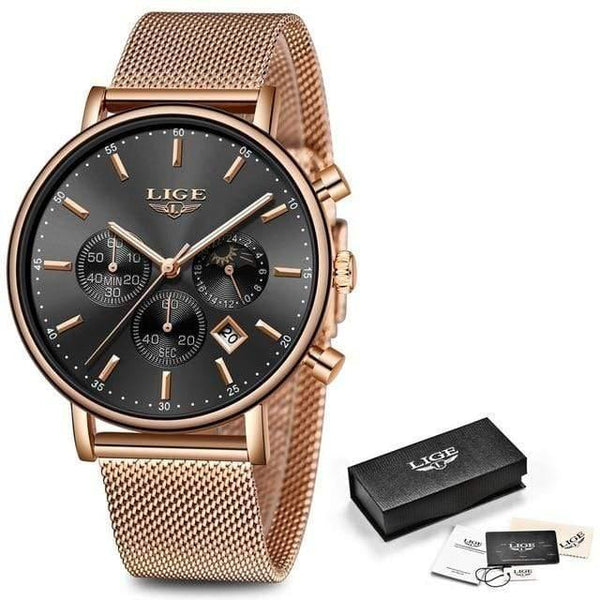 Planet Gates Rose Gold  Blakc Men Watches Male Top Brand Luxury Quartz Watch Men Casual Slim Dress Waterproof Sport WristWatch Relogio Masculino