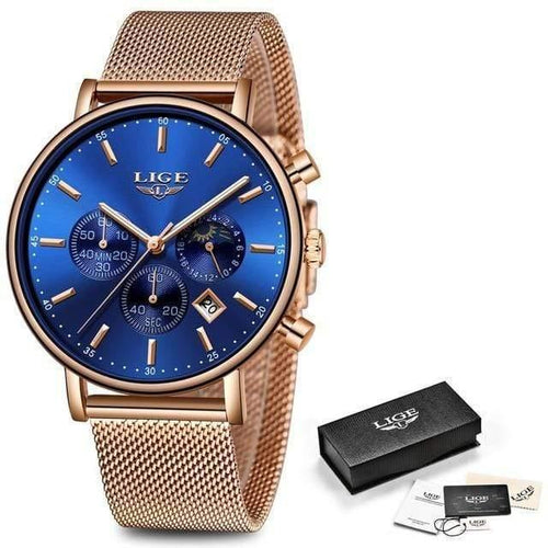 Planet Gates Rose Gold Blue Men Watches Male Top Brand Luxury Quartz Watch Men Casual Slim Dress Waterproof Sport WristWatch Relogio Masculino