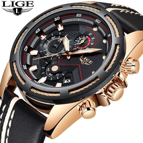 Planet Gates Rose gold blue Watch Men Fashion Sport Quartz Clock Leather Mens Watches Top Brand Luxury Gold Waterproof Business Watch Relogio Masculino