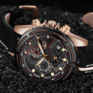Planet Gates Rose gold blue Watch Men Fashion Sport Quartz Clock Leather Mens Watches Top Brand Luxury Gold Waterproof Business Watch Relogio Masculino
