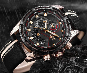 Planet Gates Rose gold blue Watch Men Fashion Sport Quartz Clock Leather Mens Watches Top Brand Luxury Gold Waterproof Business Watch Relogio Masculino