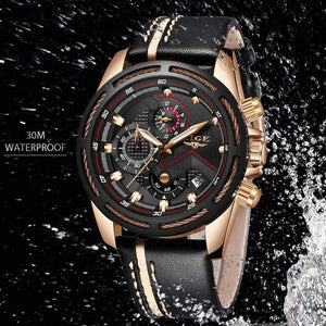 Planet Gates Rose gold blue Watch Men Fashion Sport Quartz Clock Leather Mens Watches Top Brand Luxury Gold Waterproof Business Watch Relogio Masculino