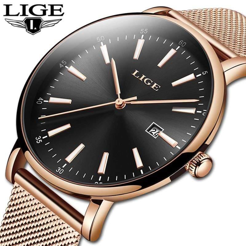 Planet Gates Rose gold blue Watch Women Stainless Steel Waterproof Watch Super Slim Mesh Belt Clock Ladies Gift Watch Relogio Feminino