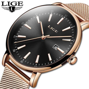 Planet Gates Rose gold blue Watch Women Stainless Steel Waterproof Watch Super Slim Mesh Belt Clock Ladies Gift Watch Relogio Feminino