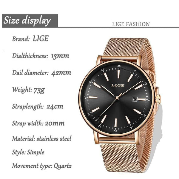 Planet Gates Rose gold blue Watch Women Stainless Steel Waterproof Watch Super Slim Mesh Belt Clock Ladies Gift Watch Relogio Feminino