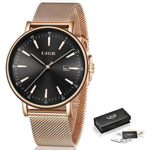 Planet Gates Rose gold blue Watch Women Stainless Steel Waterproof Watch Super Slim Mesh Belt Clock Ladies Gift Watch Relogio Feminino