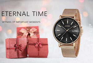 Planet Gates Rose gold blue Watch Women Stainless Steel Waterproof Watch Super Slim Mesh Belt Clock Ladies Gift Watch Relogio Feminino