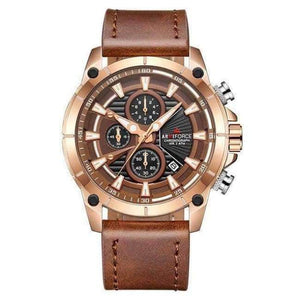 Planet Gates Rose Gold Brown 2018 ARMIFORCE New Fashion Brand Men Watch Quartz Genuine Leather Band Watches Male Army Sport Military Chronograph Analog Clock