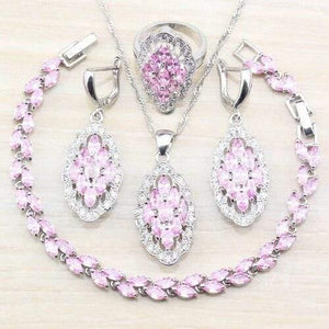 Planet Gates Rose Gold Color / 7 925 Silver Sets With Natural Stones Blue CZ Earrings/Pendant And Necklace/Bracelet/Ring For Women Costume