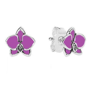 Planet Gates Rose Gold Color Clusters  White Orchid 925 Sterling Silver Earrings Studs For Women Wedding Party Gift DIY Europe Jewelry