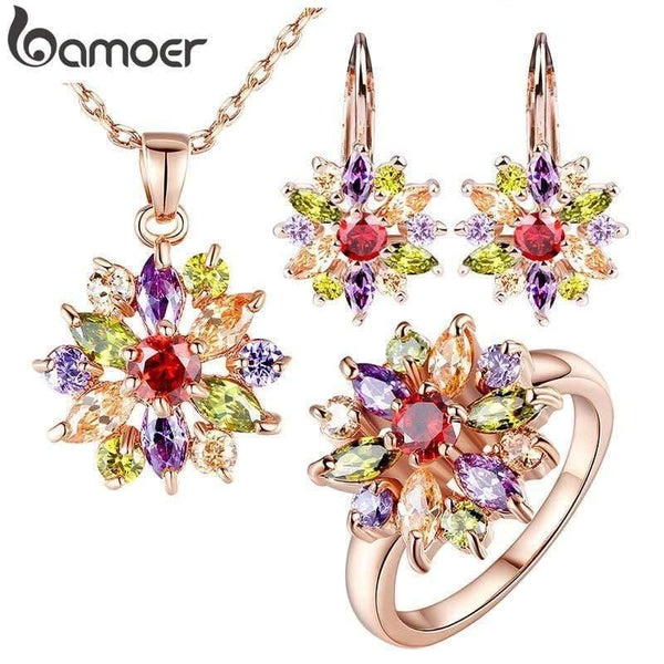 Planet Gates Rose Gold Color Jewelry Sets for Women with High Quality Multicolor AAA Zircon Wedding & Engagement Jewelry ZH017